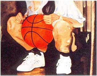 Bruno Perramant, Basketball Girl #1, 1999, oil on canvas, 73 x 92 cm