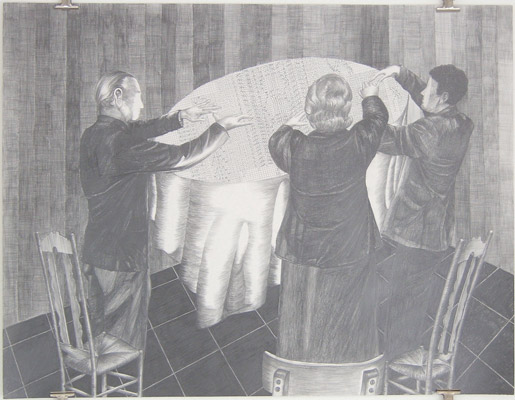 De levitatie, 2008, potlood op papier, 50 x 65 cm