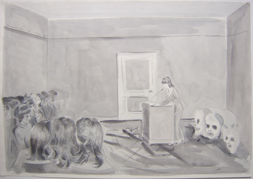 De lezing, 2006, potlood, inkt/papier, 41,8 x 60 cm