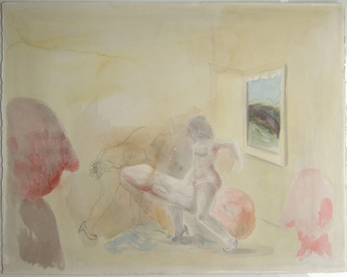 Herinnering, 2006, potlood, aquarel/papier, 45 x 57 cm