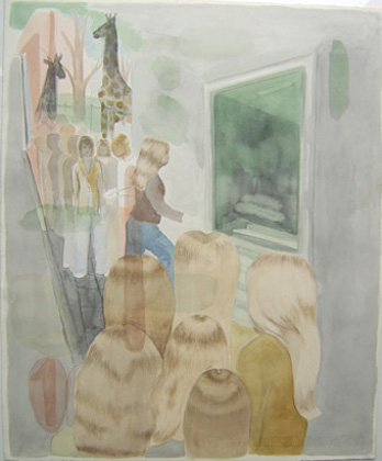 Naar de dierentuin, 2006, potlood, aquarel/papier, 56,5 x 46,8 cm