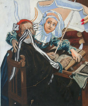 Beno�t Hermans, Die Geburt der Komodie, 2004, diverse materialen, 70 x 70 cm