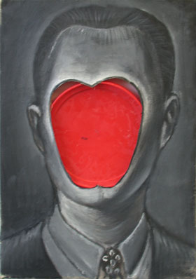 Beno�t Hermans, La langue rouge, 2005, diverse materialen, 70 x 50 cm