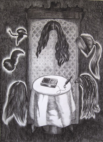 Danielle Lemaire, <i>Buddahthouhts West</i>, 2006, cont� on paper, 147 x 197 cm